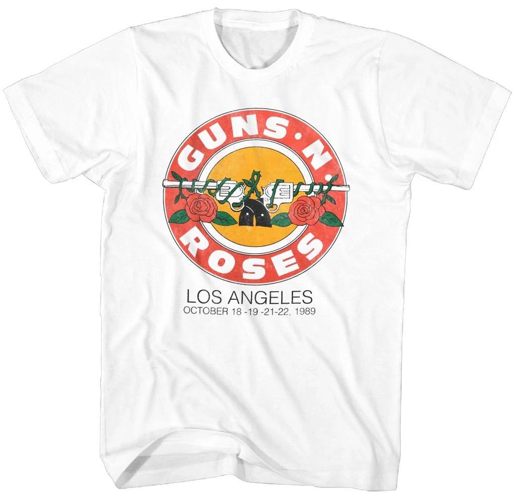 Guns N Roses L.A. 1989 Roses Logo Mens T Shirt Music Classic Band Tee White XL