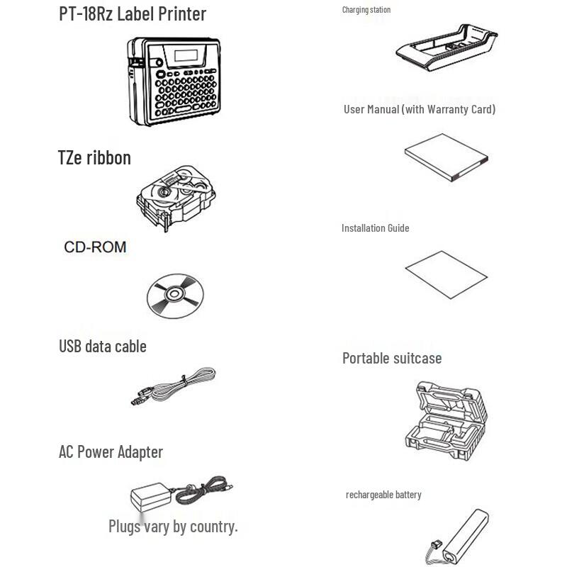 Brother PT-18RZ Portable Label Printer CN plug (adapter included)
