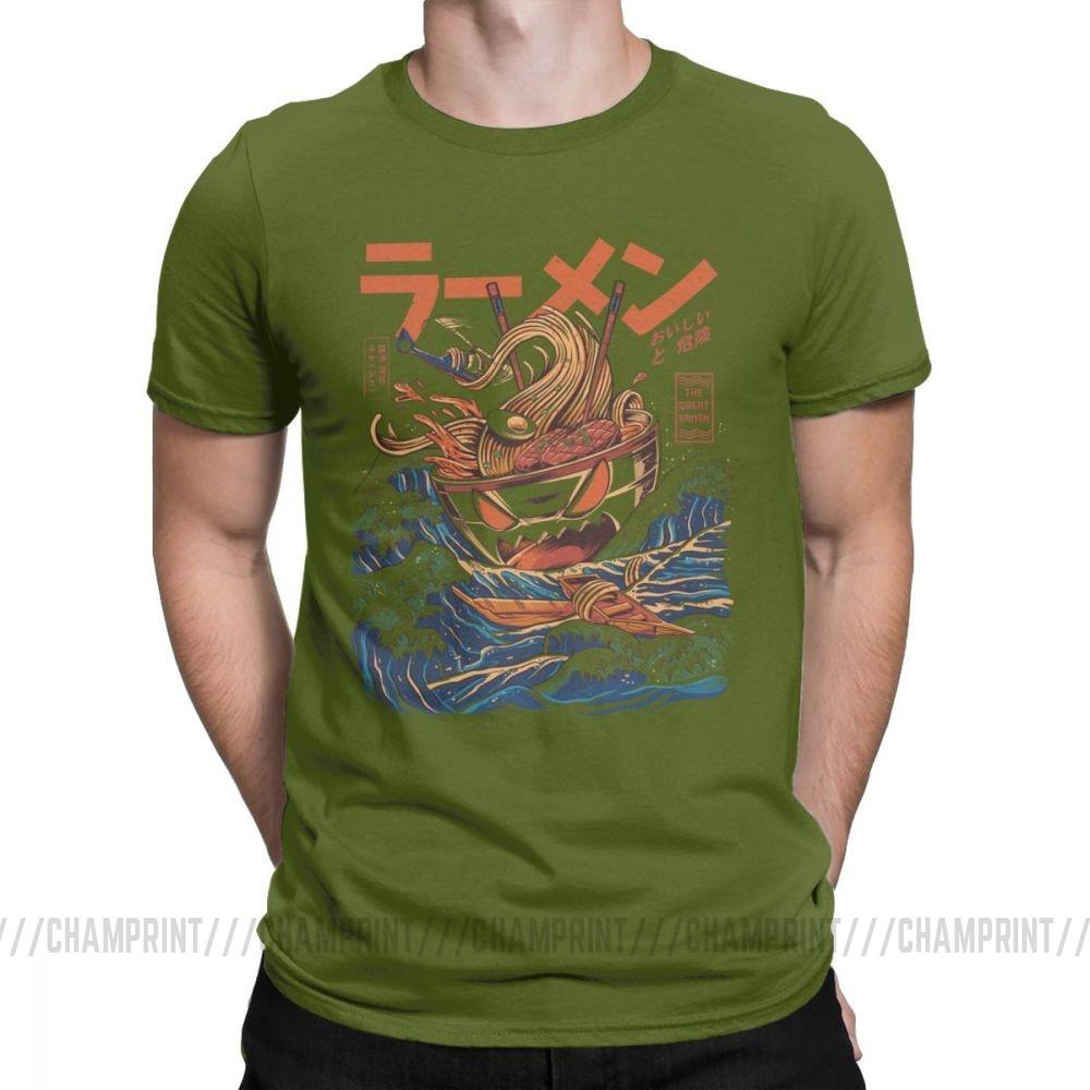 The Great Ramen Off Kanagawa Noodle Ship T Shirts Men Japanese Harajuku Clothing Hip Hop