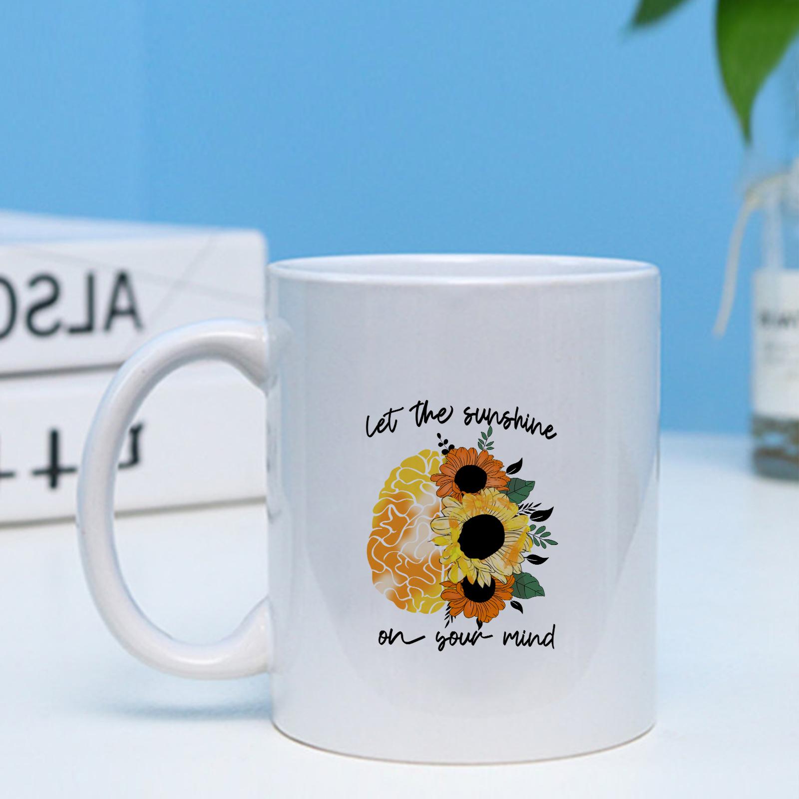 

11oz Fresh Sunflower Truck Garland Love Letter Pattern Milk Coffee Juice Ceramic Sublimation Mug Suitable For Gifts 11oz