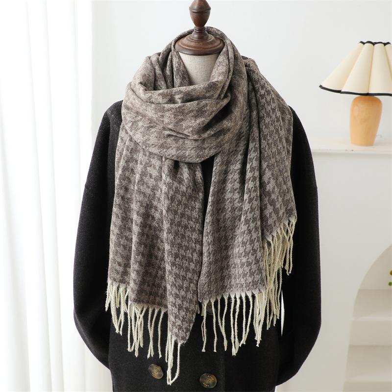 

Шарф женский осенне-зимний из имитации кашемира с узором «гусиная лапка», корейский теплый шарф, мужской британский шарф на шею, утолщенная шаль, популярный шарф 210X60cm