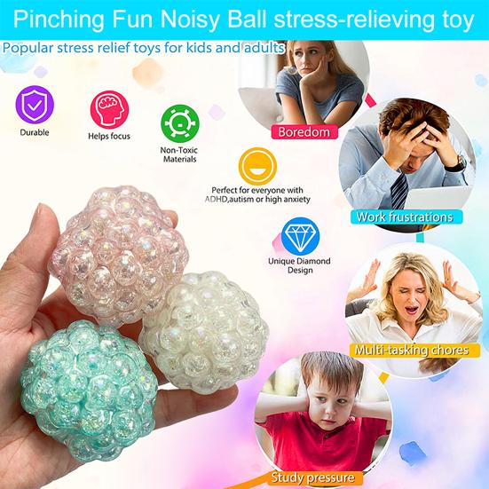 

Мяч-антистресс с шариками, сжимаемый для снятия тревожности, сенсорная игрушка для детей, подростков и взрослых, переносной мягкий шарик из термопластичной резины, игрушка-фиджет