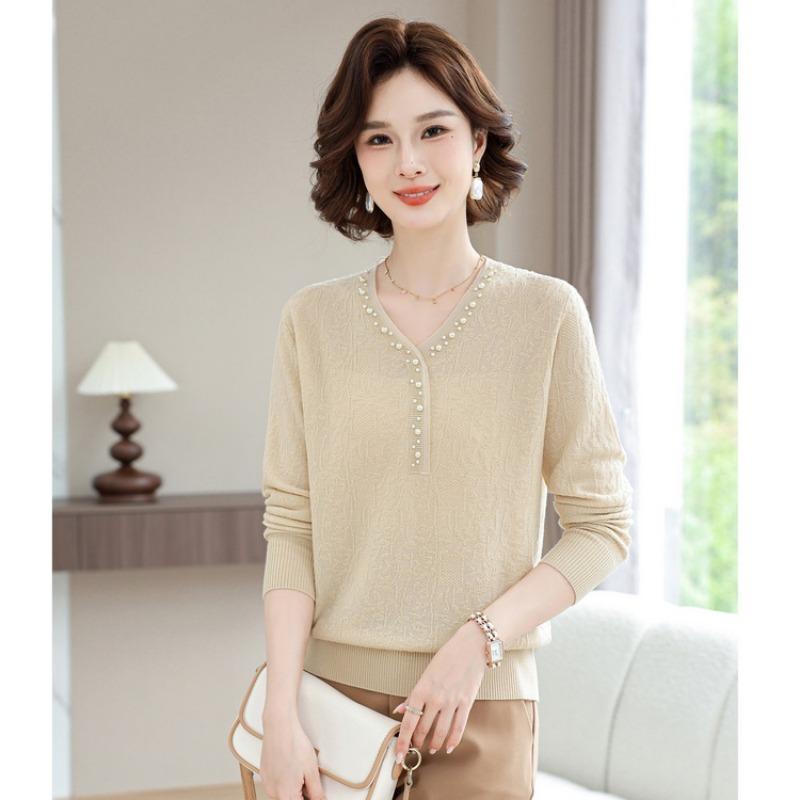 Mom's Bottom Top, Women's Clothing, Spring Clothing, New Sweaters, Middle-aged and Elderly Spring and Autumn Knitted Sweaters