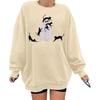 Hallowmas Ghost Print Long Sleeve Sweatshirt Women Crew Neck Oversized Pullover Top