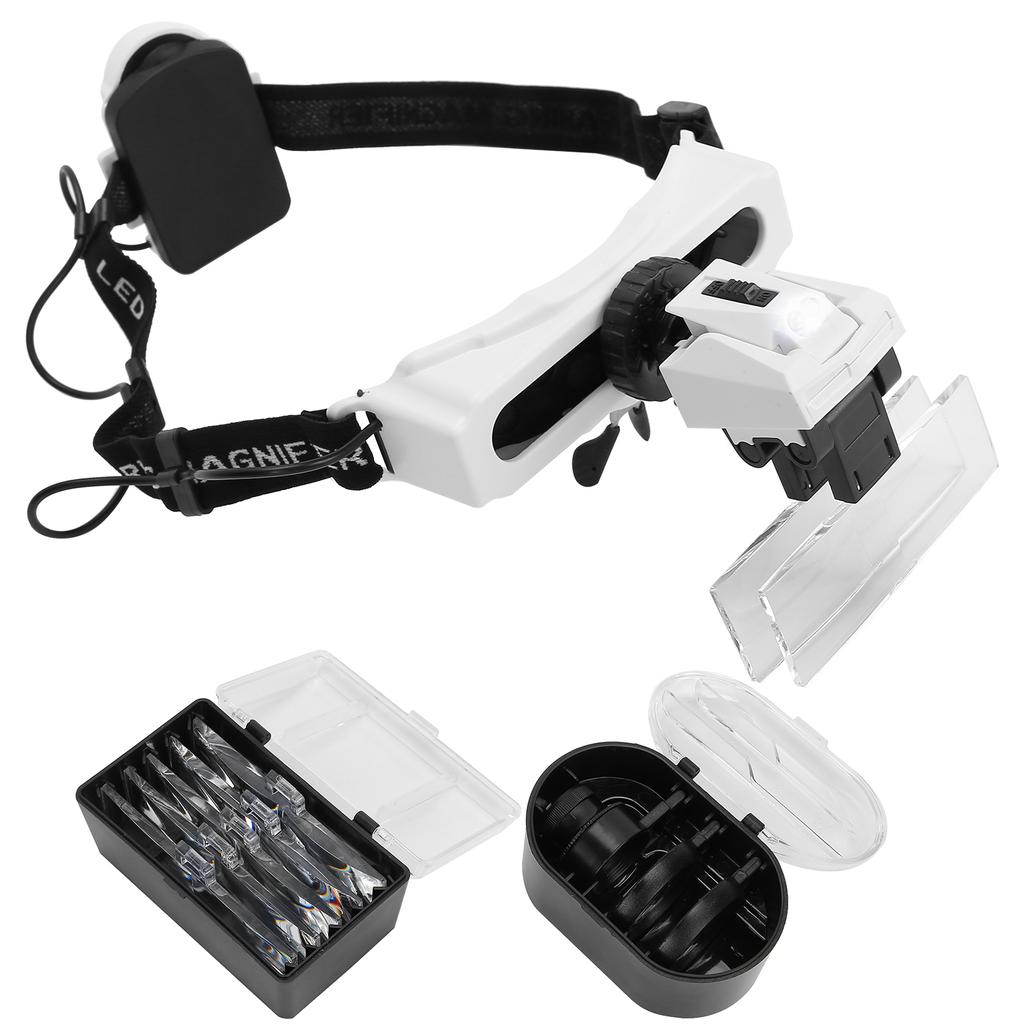 Headband Magnifier LED Light HeadMounted Head Loupe for Reading Embroidery Tattoo
