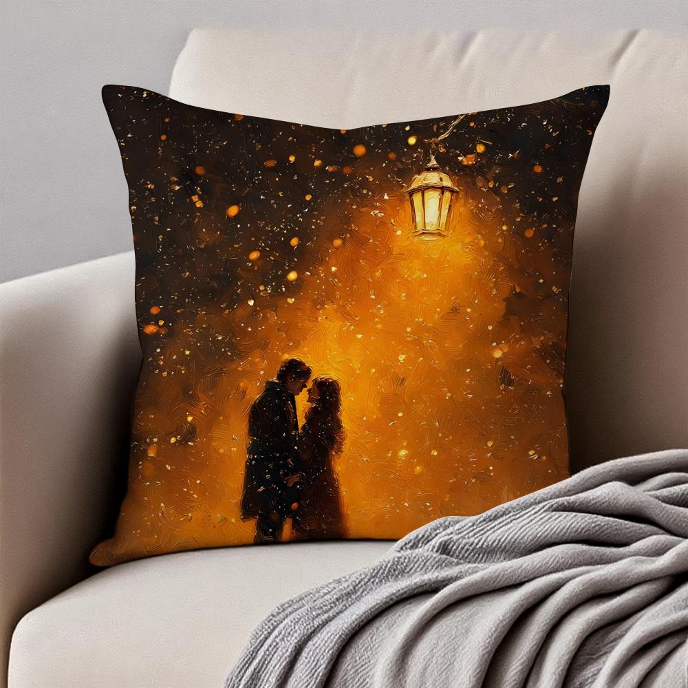LLovely atmospheric vibe Cushion Cover Pillowcase Antidustmite Invisible Zipper Short Plush Sofa Cushion