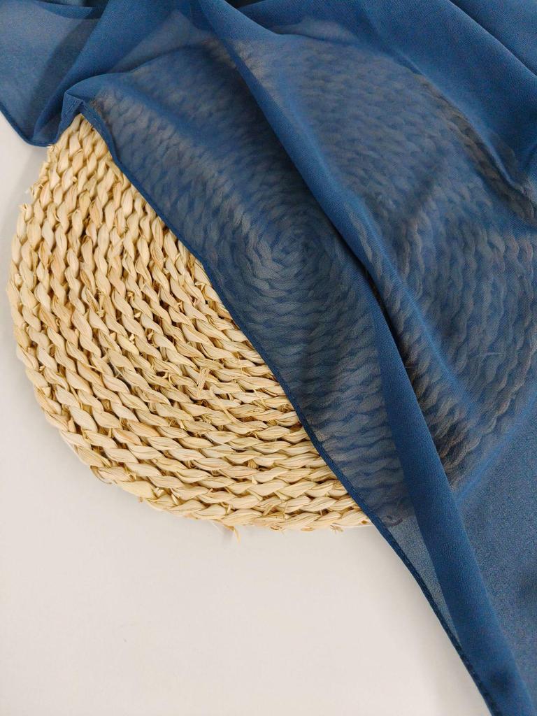 Damen einfarbiger Perlen-Chiffon-Bubbleschal, langer Seiden-Kopfschal, 70x180cm, nahöstlicher Stil