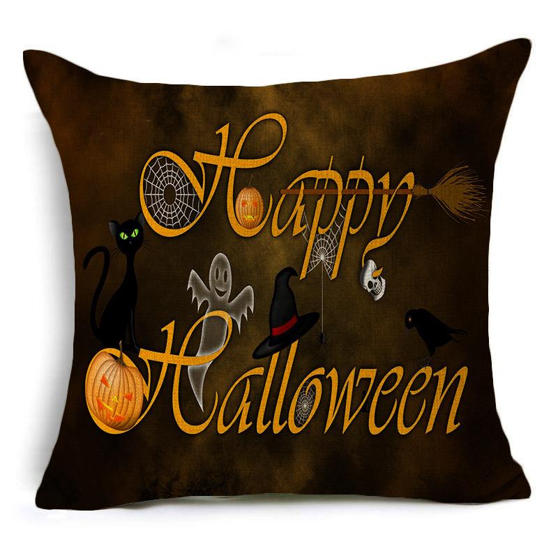New Halloween Pumpkin Festival Festive Linen Pillow Case Home Sofa Cushion Car Pillow Case Gift