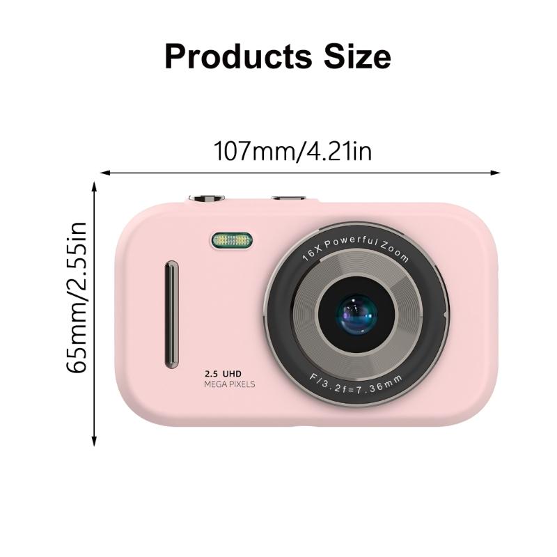 H17 Camera 1080P 2.4Inches Digital Cameras 800mAh Rechargeable 16X Zoom 4800x6400 for Kids Girls