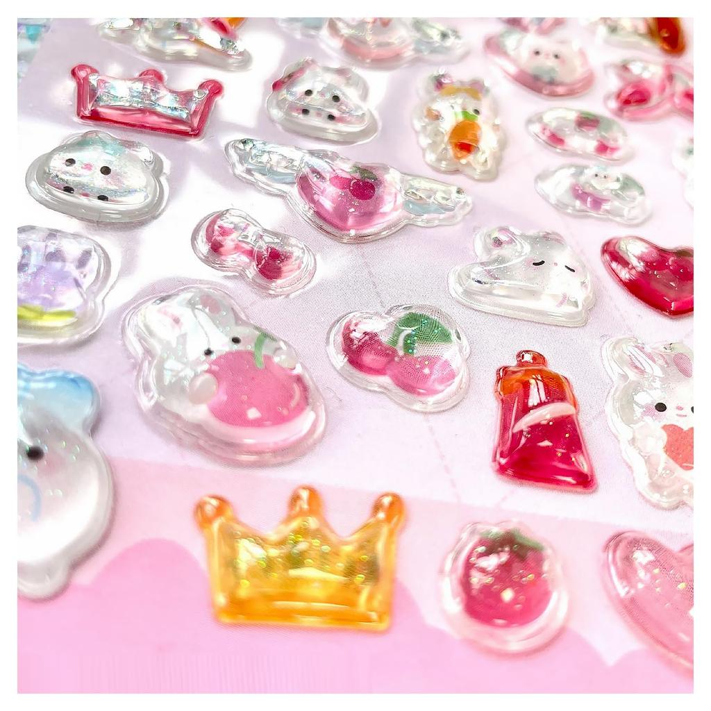 Set of 3 Cute 3D Puffy Drop DIY Perfect for Interior Diary Album and Gifts Yellow Stickers, Sparkly, Girls, Gifts, Decor, Decor, Decorations, (Orange