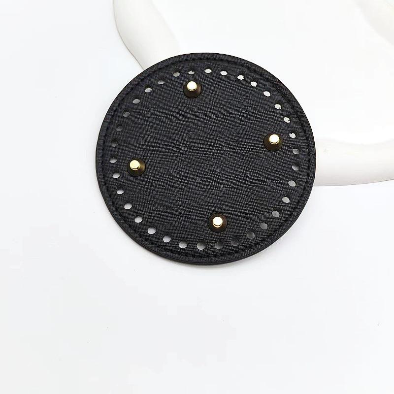 Hand-Crocheted DIY HyunA Woven Bag Base - 12cm Round PU Leather Bottom for Handbag Accessories