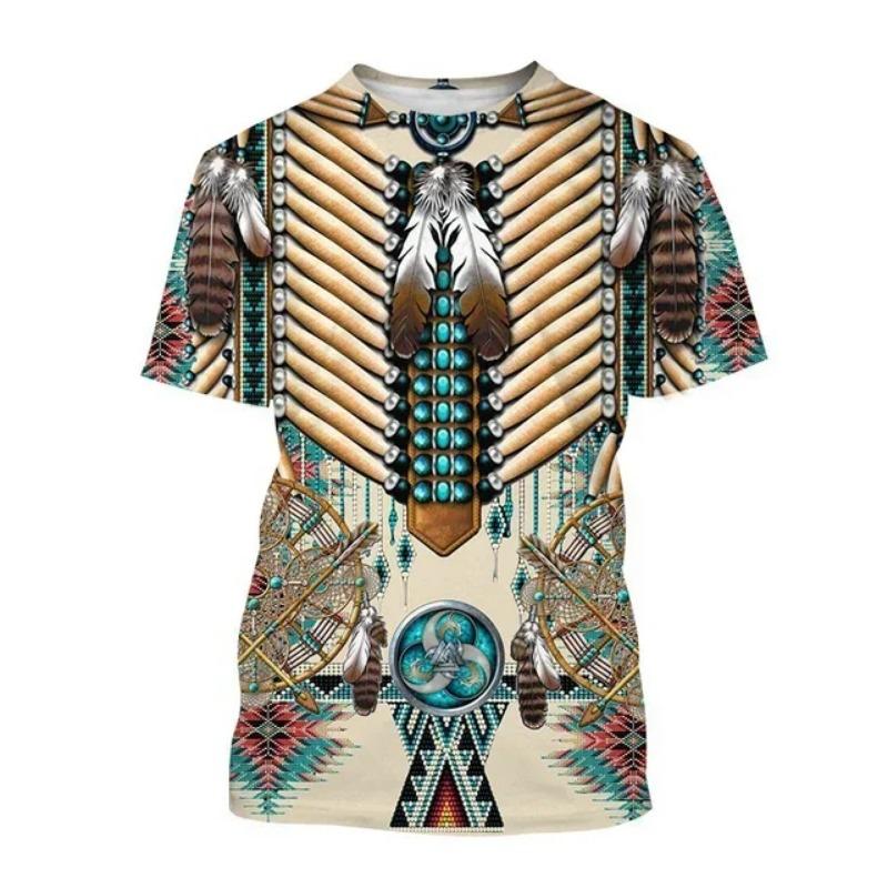 

Футболки с 3D-принтом в этническом стиле, мужская и женская уличная одежда, повседневные модные топы-футболки оверсайз с коротким рукавом 2XL