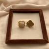 Retro Hong Kong Style Square Stud Earrings, Earrings, Resin Niche Design, High Sense, Daily Delicacy, Commuter Earrings