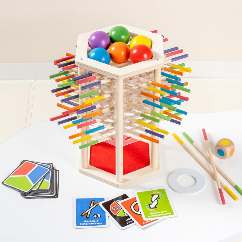 Hexagonal Tower Puzzle Game Wooden Blocks For Kids Educational Gift Playroom