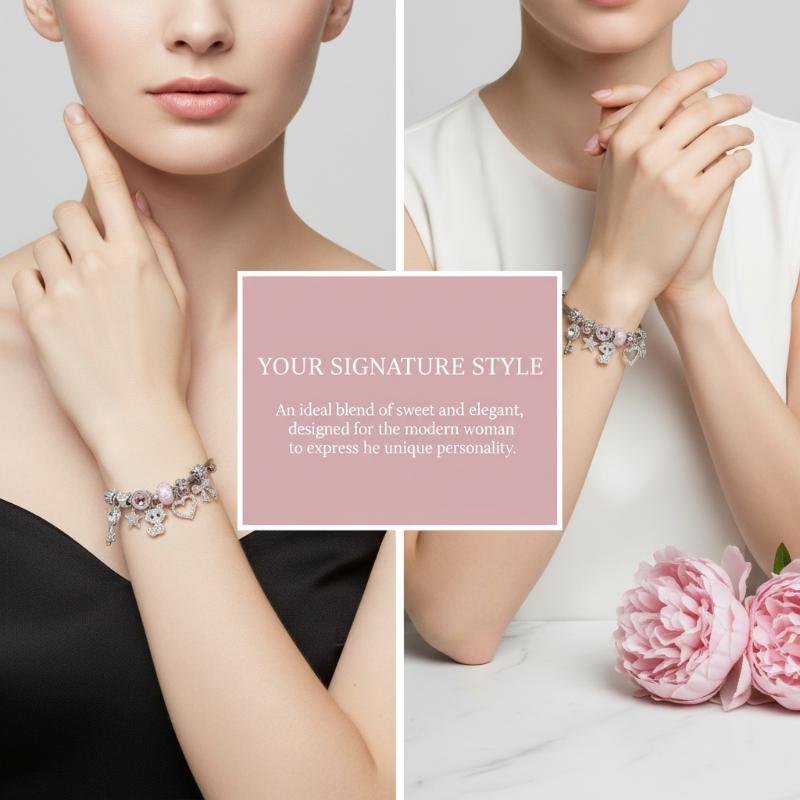 Trendy Women's Bow Heart Link Bracelet Comfortable Adjustable Fashion Jewelry for Party Date Travel