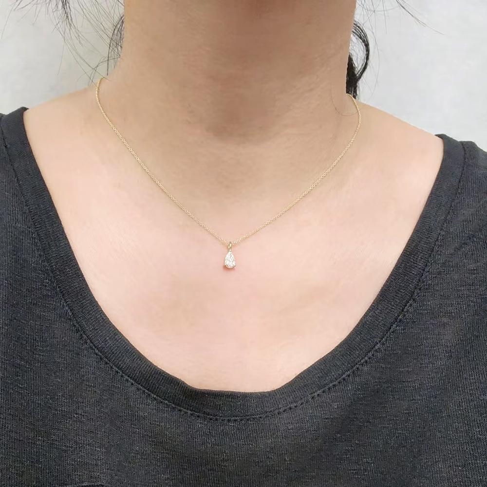 1CT 2CT Solitaire Moissanite Pendant Necklace for Women Pear/Oval/Marquise/Emerald Cut Lab Diamond S925 Silver Necklaces Jewelry