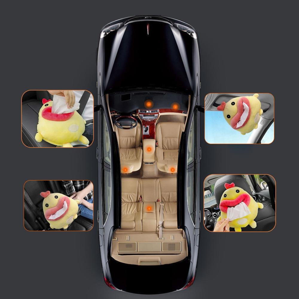 Yellow Plush Tissue Dispenser 22 x 22 x 4cm Seatback Napkin Holder Cartoon Tissue Box Car Interior