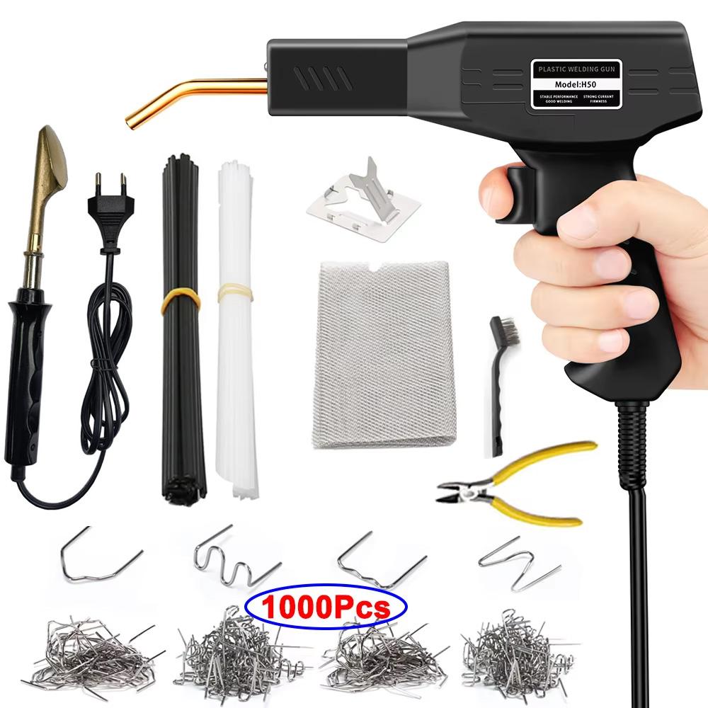 50W Hot Stapler Plastic Welding Machine Plastic Bumper Soldering Iron 2 In 1 Garage Tools Car Bumpers Repair Kit PVC Welder Gun
