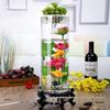 Large Floor-Standing Cylindrical Glass Fish Tank with Thick Transparent Glass for Goldfish, Oxygenation & Desktop Landscaping