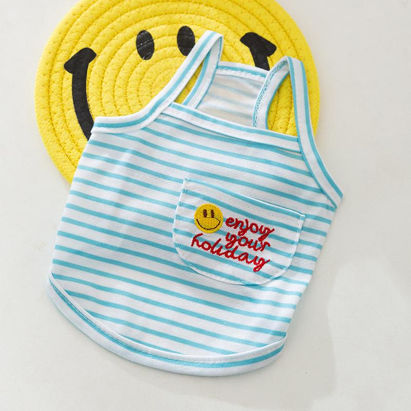 

Spring Summer Dog Dopamine Letter Striped Suspender Small Dog Striped Smiley Teddy Cat Pet Dog Clothes XXL