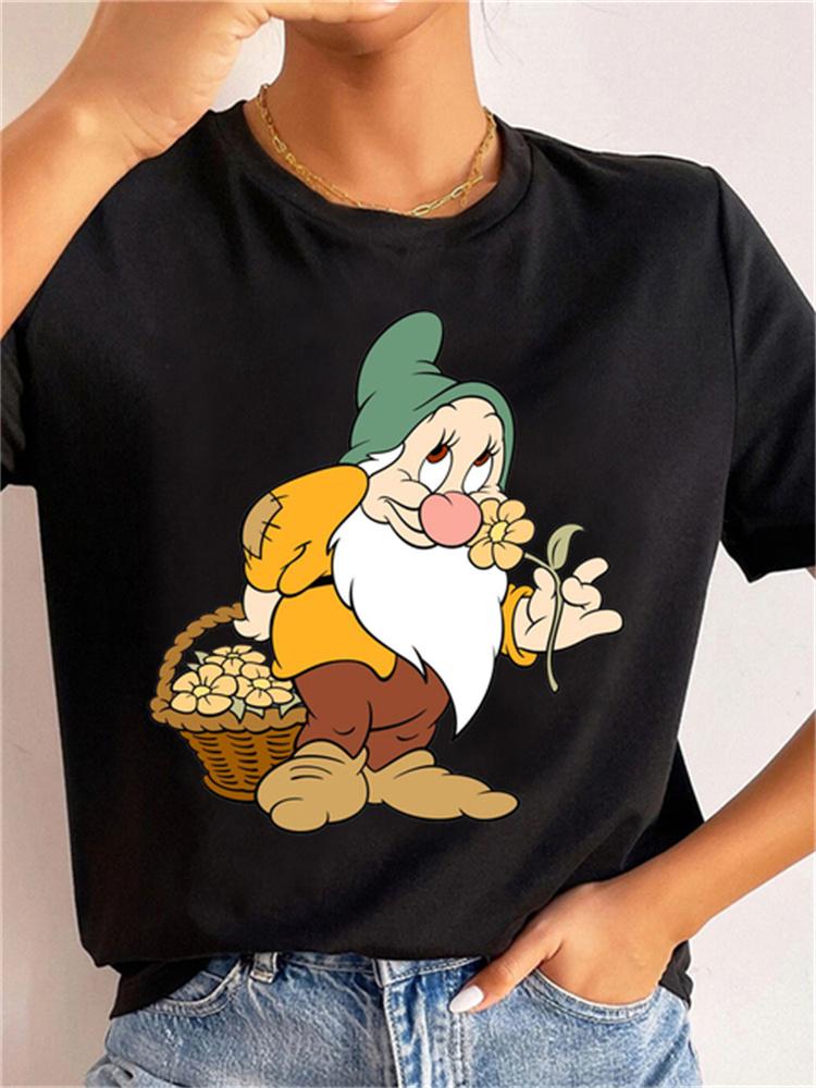 MINISO Disney Princess Women Clothes Snow White and The Seven Dwarfs Womens Trend Harajuku Short Sleeves Tshirt Cute