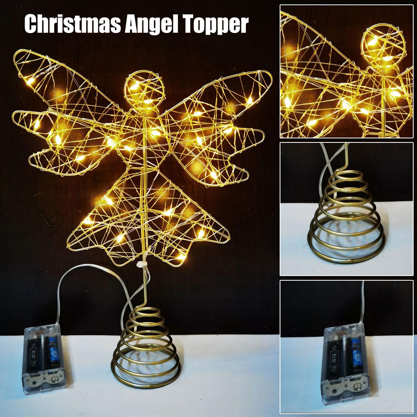 

PDTO Топпер для рождественской елки Золотой ангел Светодиодный топпер для елки для украшения рождественской елки