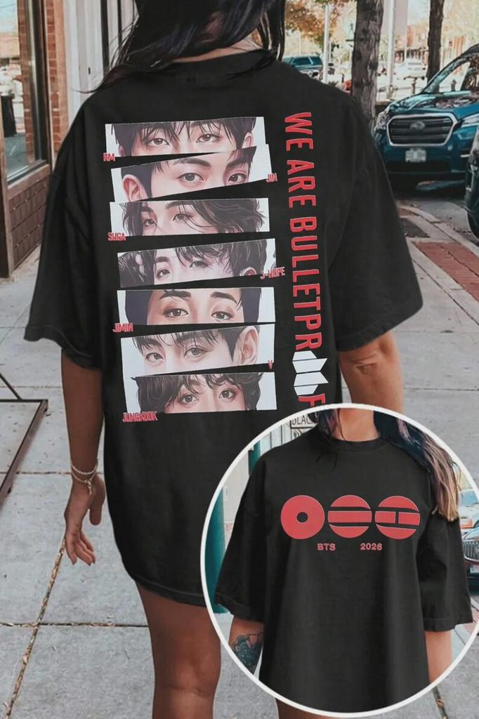 BTS We Are Bulletproof Tour 2026 Tričko RM Jin Suga Jhope Jimin Jungkook Oversized Y2k Krátký rukáv Harajuku Dámské oblečení