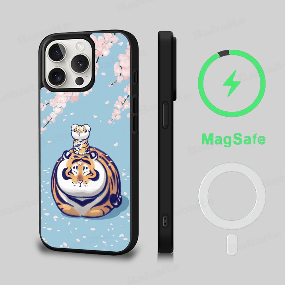 Funny Fat Tiger Phone Case Magnetic Case For IPhone 16 14 13 12 11 15 Pro Max Plus For Magsafe Wireless Charge Cover