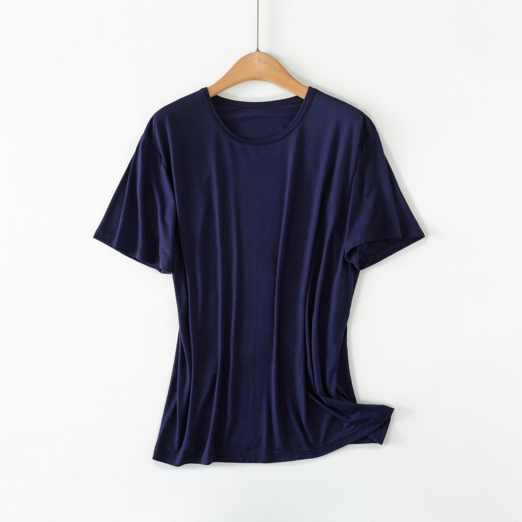 Men's Casual Modal Pajamas - Short-Sleeve, Loose Fit, Round Neck, Plus Size, Lightweight Summer Homewear Top