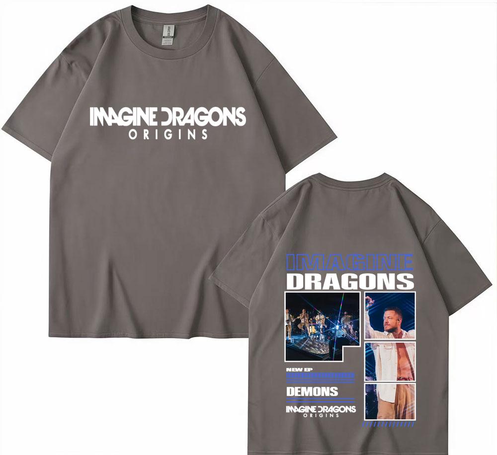2025 Sommer Imagine Dragons Origins Album Tour Cover 100% Reine Baumwolle Bedrucktes T-Shirt Herren Vintage Oversized Komfort Lässig Y2k