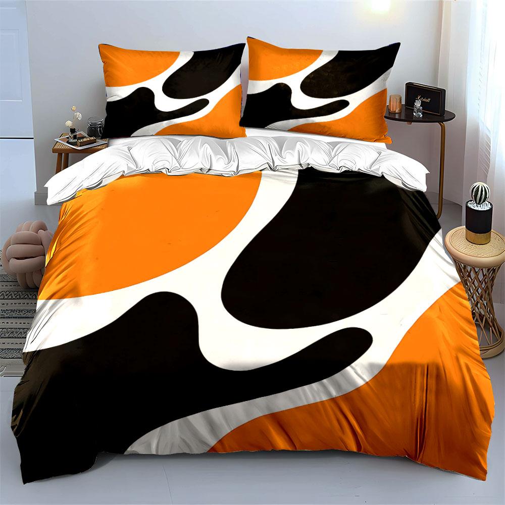 Orange and Black Abstract Bedding Bedding Duvet Cover Set Duvet Cover Pillowcases (1 * Duvet Cover 2 * Pillowcases, Without Duvet Insert)