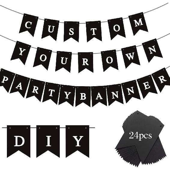 Blue Banner kit,  Phrase Banner, ize Your Party Banner Signs, Handwriting Banners Party Supplies Unique Decor With Letters A~Z and heart Stencil