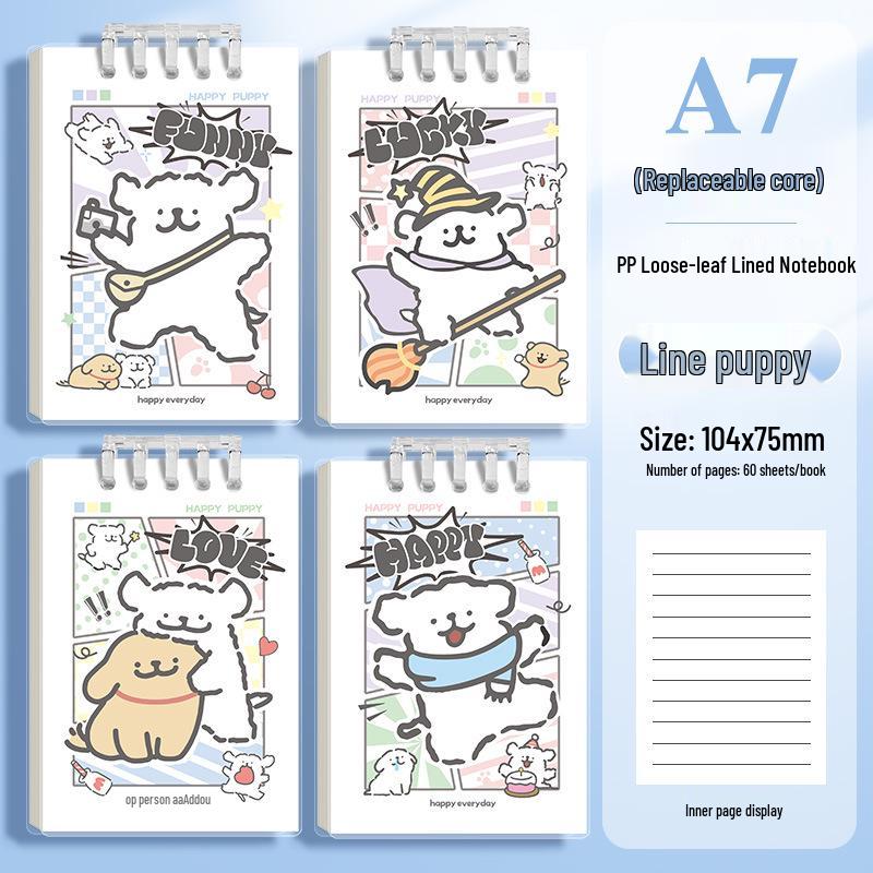 Internet Celebrity Cartoon Puppy Ring Binder: Set of 5 High-Value Notebooks & 7 Journals
