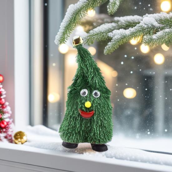 Yousheng Electric Animated Santa Hat Christmas Tree Toy with Walking Shaking Functions Festive Holiday Tabletop Decor Kid-Friendly Fun Xmas Ornaments