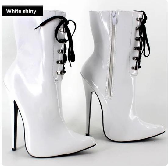 FHC Women's Stage Show Dance ShoesFetish Short Boots, Man Cross Dressing Cosplay Botas,Pointed toe,Side Zip,18cm ,Custom Colorsl