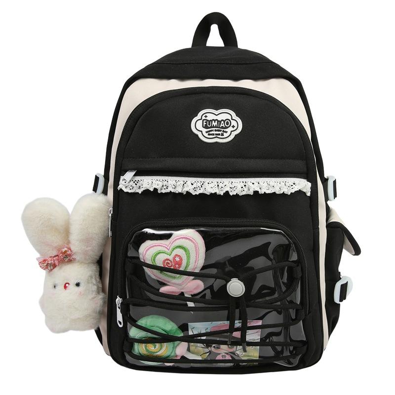 School bag female high-value color contrast splicing high school student two-dimensional pain sweet middle back