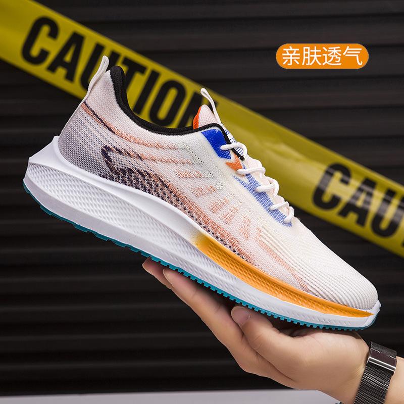 Men's shoes 2025 summer new flying woven mesh shoes comfortable and breathable running sports shoes fashion versatile casual shoes