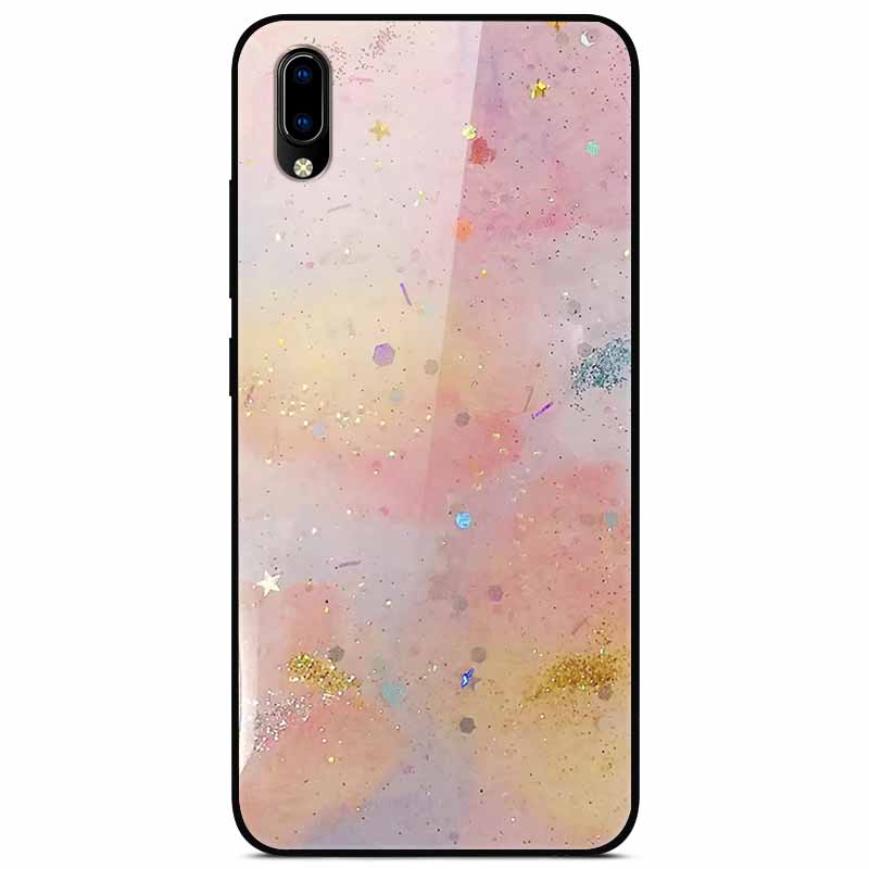 Case Tempered Glass Hard Clear Phone Case For Vivo Y91C Protector Shockproof Marble Fundas Coque