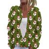 Women's Casual Long Sleeve Woolen Christmas Knitted Cardigan Button Down Jacket