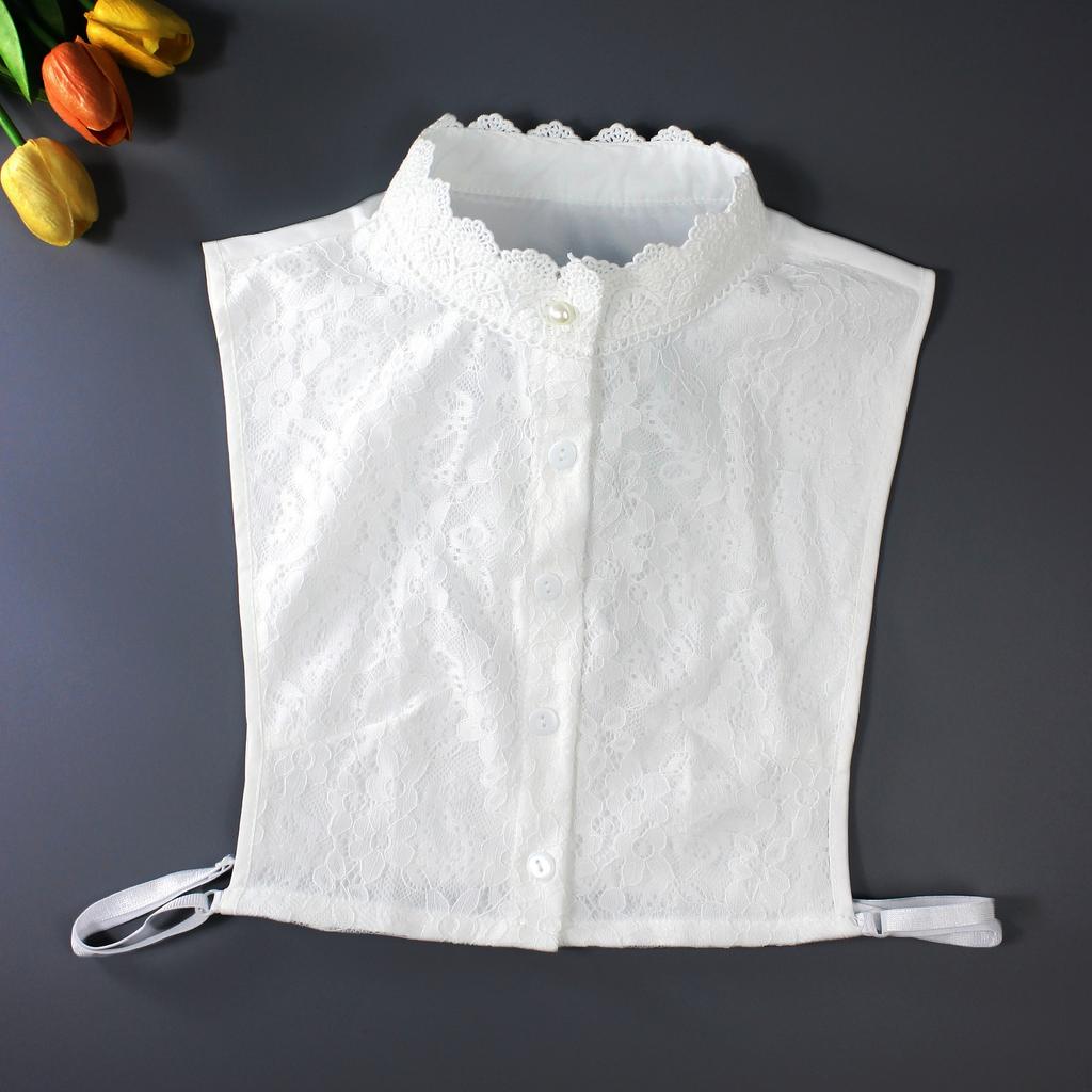 1pc High-Quality Double-Layer Stand Collar Lace Women's Detachable False Collar - Elegant Shirt-Style Decorative High Neck, Suit