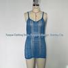European and American Women's See-Through Spaghetti Strap Knit Beach Dress