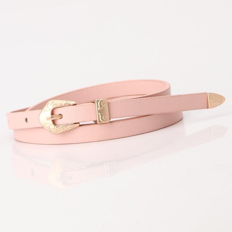 New Women's Matte Multi-color Pu Thin Belt Alloy Carved Three-piece Set Simple Versatile Dress Decorative Belt