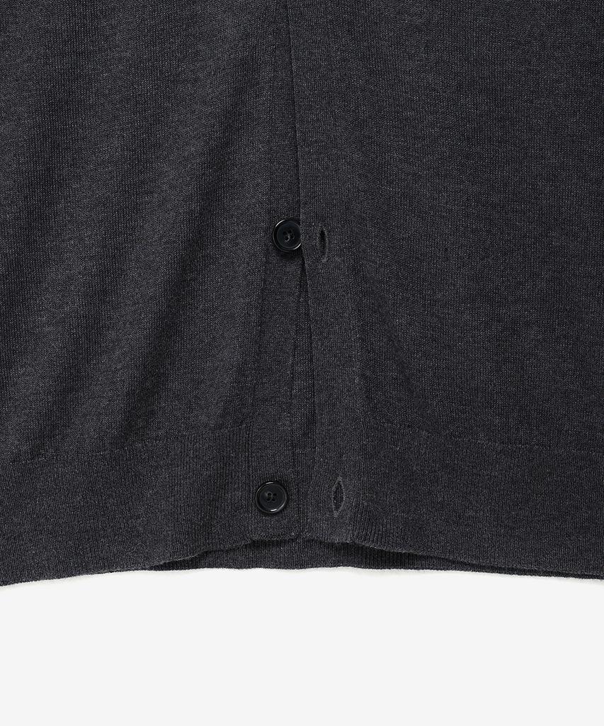 NOIRER Cashmere Layered Mock Neck Cardigan Knit (Dark Gray)
