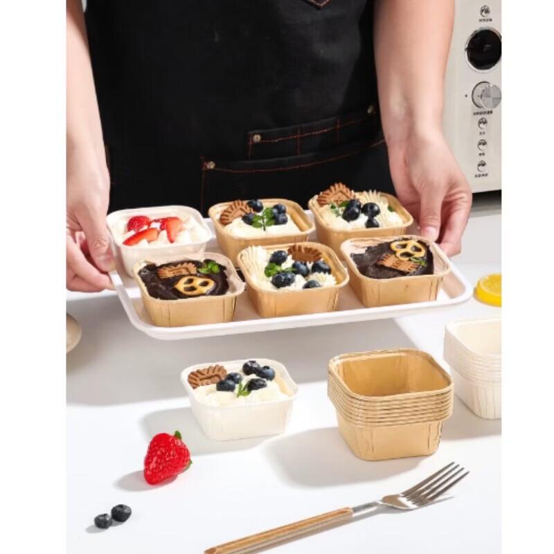Mu Baisen Disposable Kraft Rectangular Baking Paper Cups