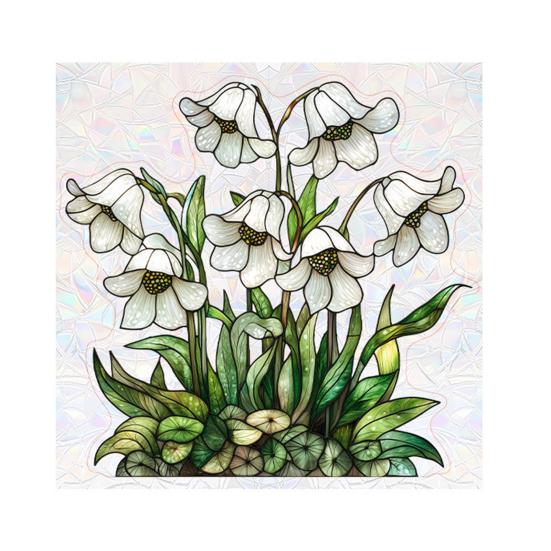 Floral Window Privacy Film Iris Sunflower Rainbow Window Film UV Blocking Static Cling Film