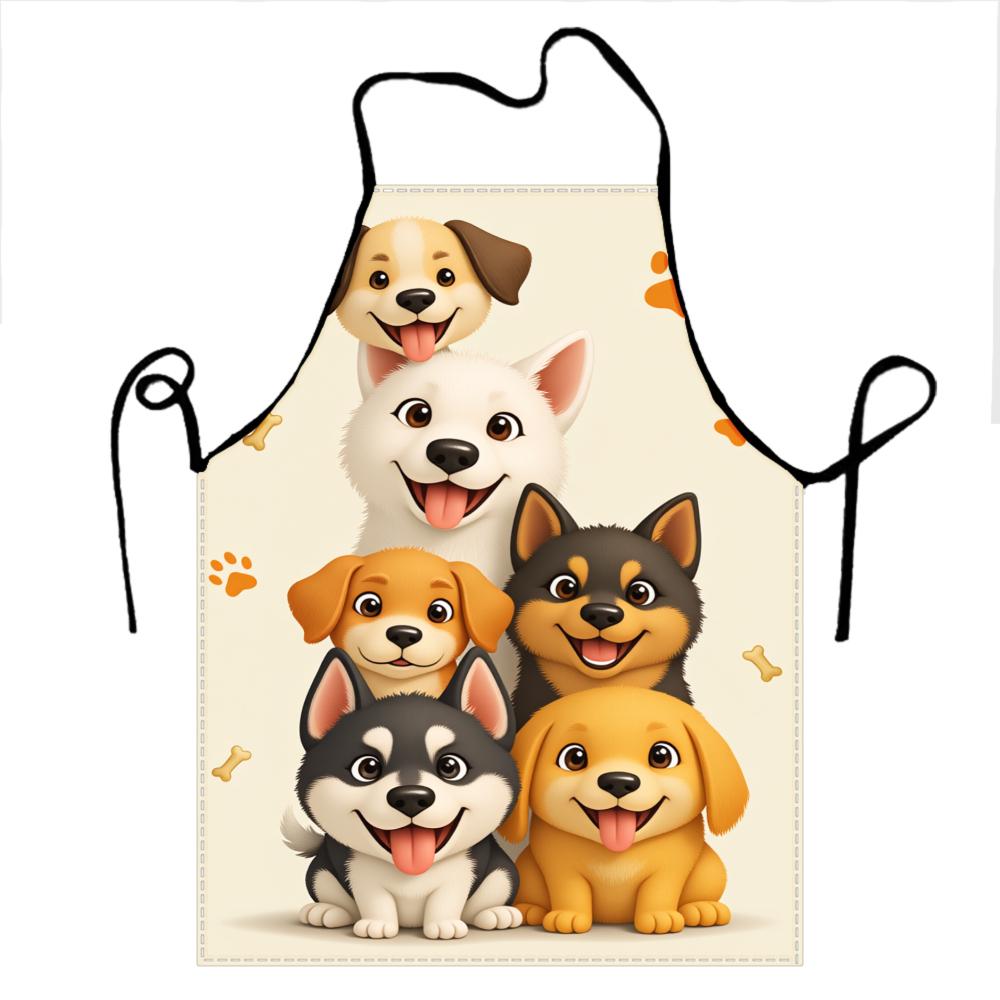 Cute Dog Puppies Apron For Cooking And Baking With Adorable Pet Design For Adults And Kids