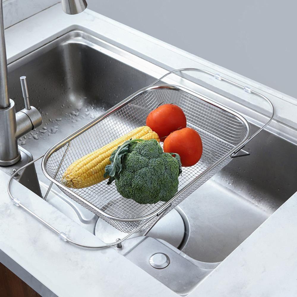 1Pcs Adjustable Length Drainer Basket Vegetables Fruits Strainer for Vegetables Fruits Pasta Dishes