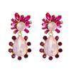 European & American Teardrop Flower Earrings: Rhinestone-Studded Alloy with Silver Studs, Colorful Fashion Jewelry for Women