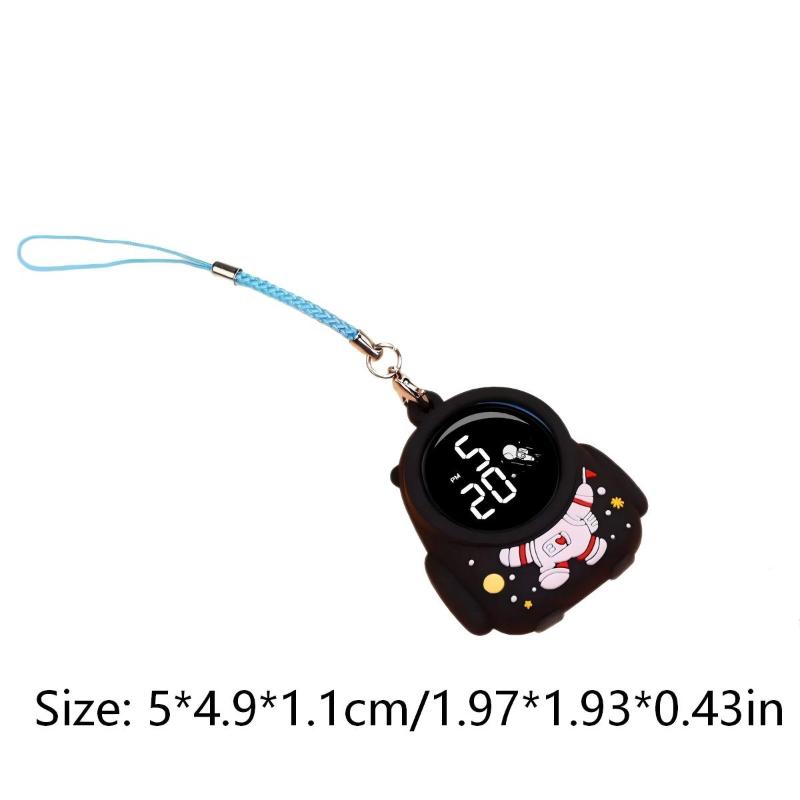 Cute Cartoon LED Digital Electronic Watch Night Light Keychain Pocket Watch Creative Mini Hanging Watches Students Gifts