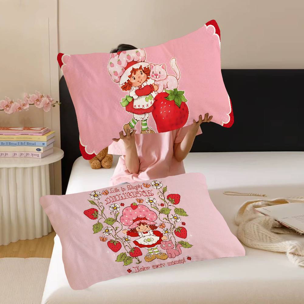 Classic Animation S-Strawberry S-Shortcake Pillow Towel Pillowcase For Hair And Skin, Standard Size Set Of Super Soft Pillow